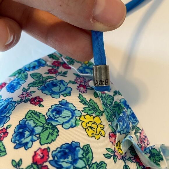 Abercrombie and Fitch ruffle flutter Bikini floral bra top padded push up Large - Picture 12 of 12